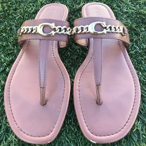 COACH Jaclyn Brown Leather Sandals